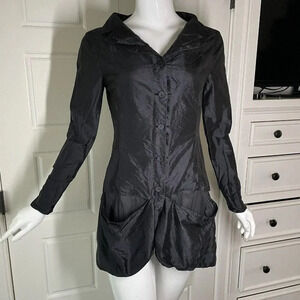 Annette Gortz Womens Silk Jacket Blazer Black 34 US 6 Made In Germany Sheer